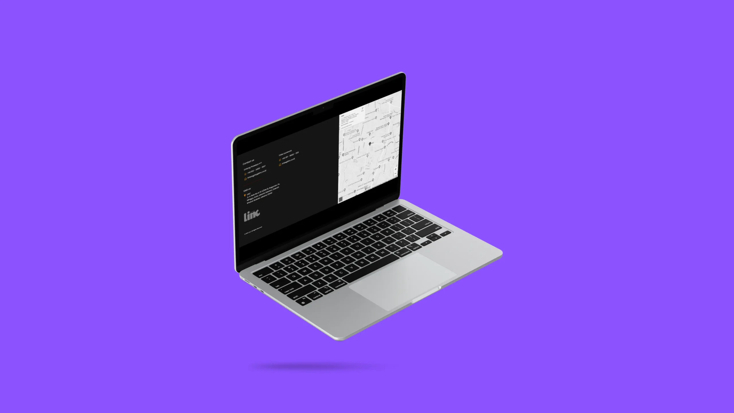 contact and footer website design for linc